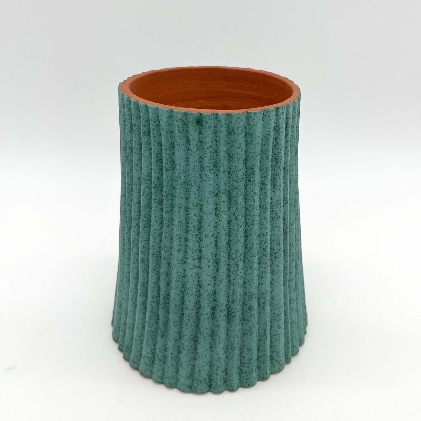 Fluted Vase - Speckled Green