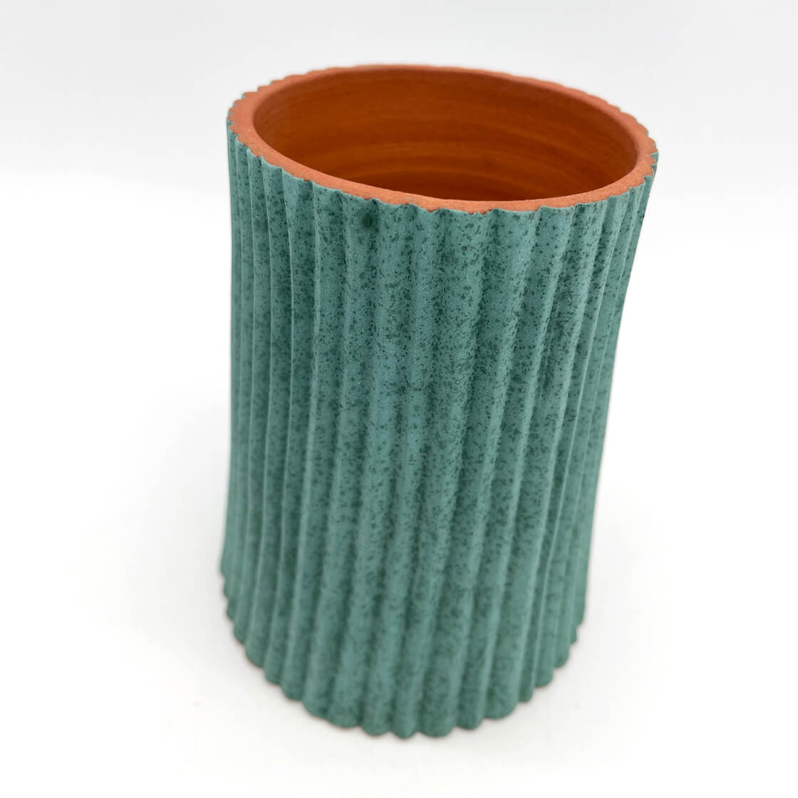 Fluted Vase - Speckled Green