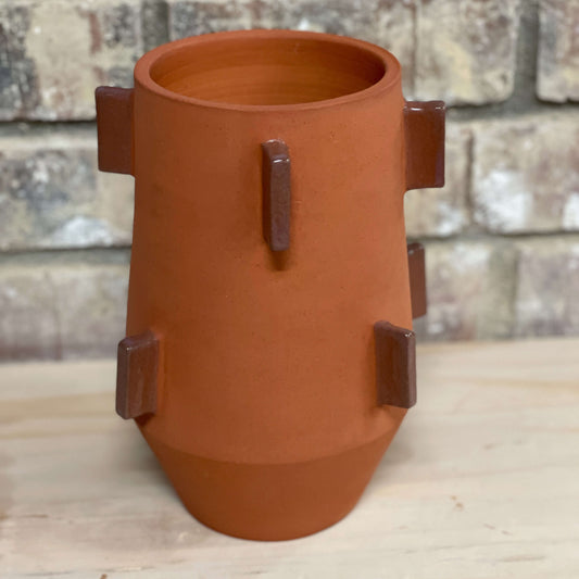 Tapered Terracotta Vessel with Wings (narrow)