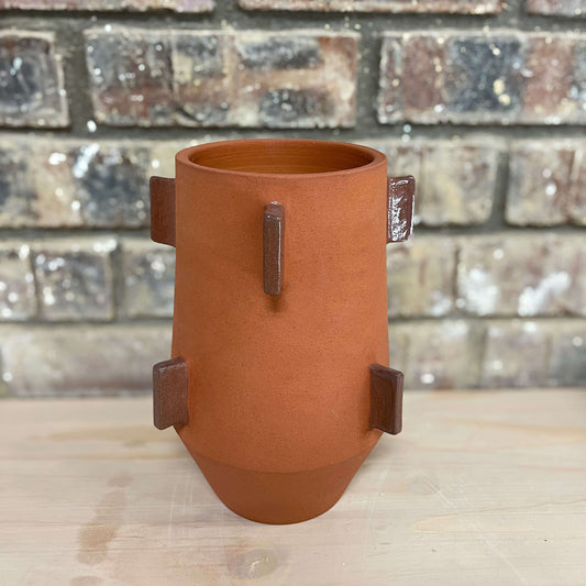 Tapered Terracotta Vessel with Wings (narrow)