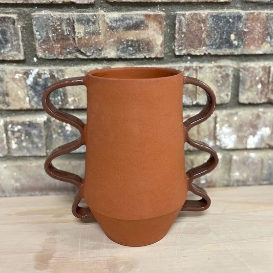 Tapered Terracotta Vessel with Curls (narrow)