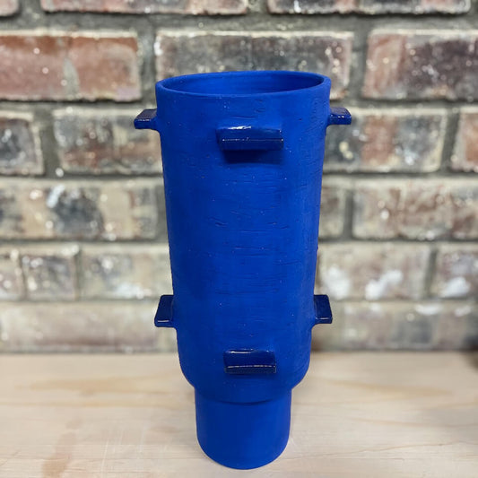 Blue Cylinder Vessel with Wings Textured