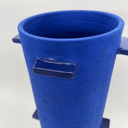 Blue Cylinder Vessel with Wings Textured