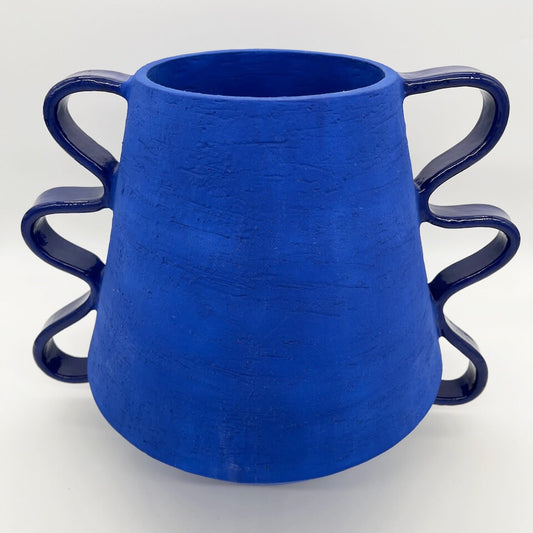 Blue Tapered Vessel with Curls (wide)