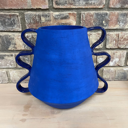 Blue Tapered Vessel with Curls (wide)