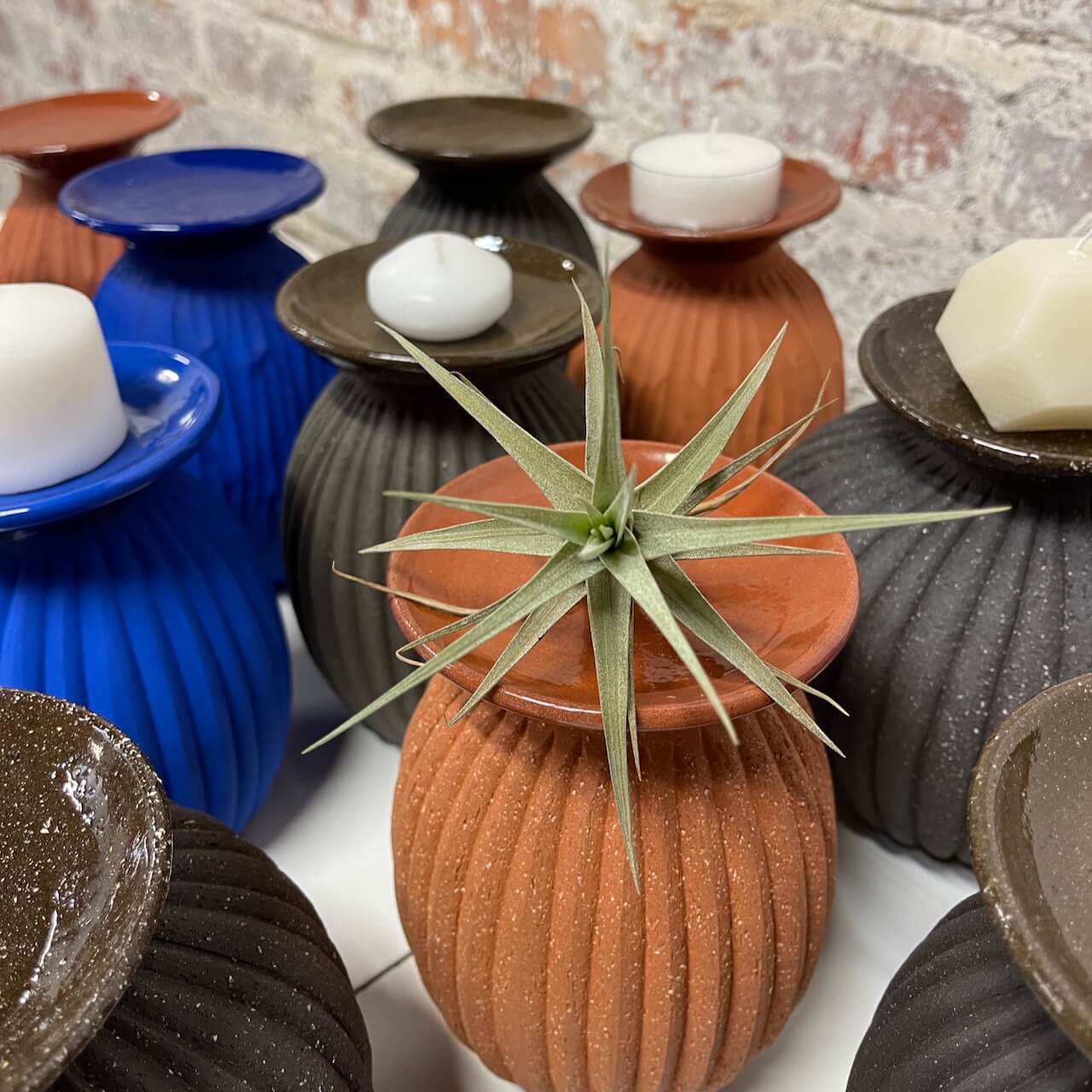 Lulu Candle Holder & Trinket Dish - Fluted Texture - Terracotta