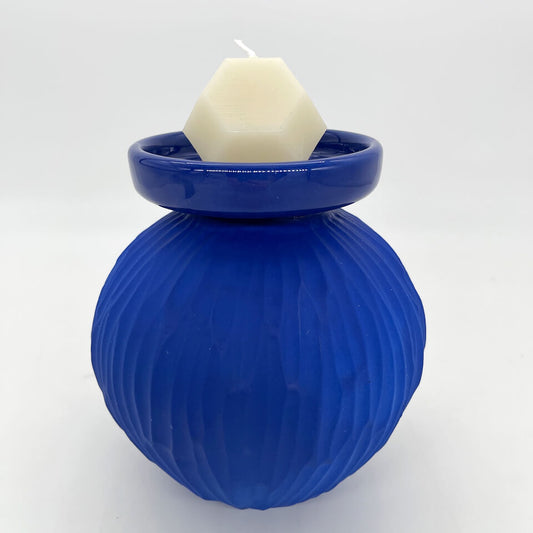 Lola Candle Holder & Trinket Dish - Drift Texture - Blue