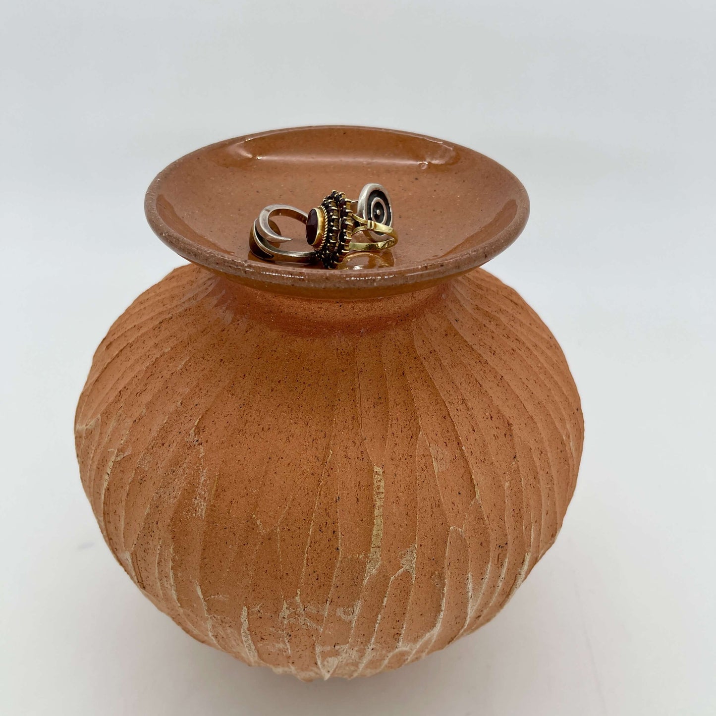 Lola Candle Holder & Trinket Dish - Drift Texture - Mottled Terracotta