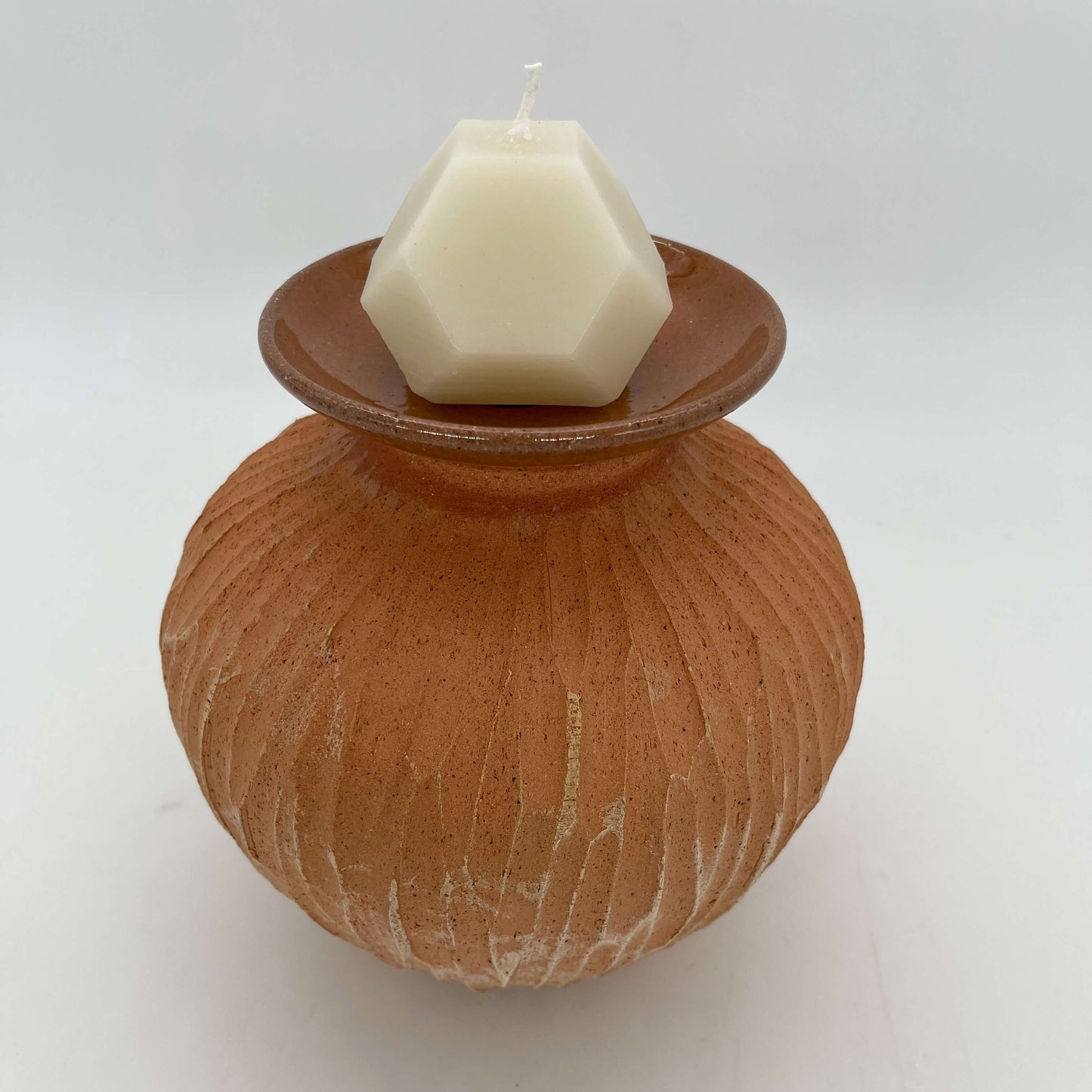 Lola Candle Holder & Trinket Dish - Drift Texture - Mottled Terracotta
