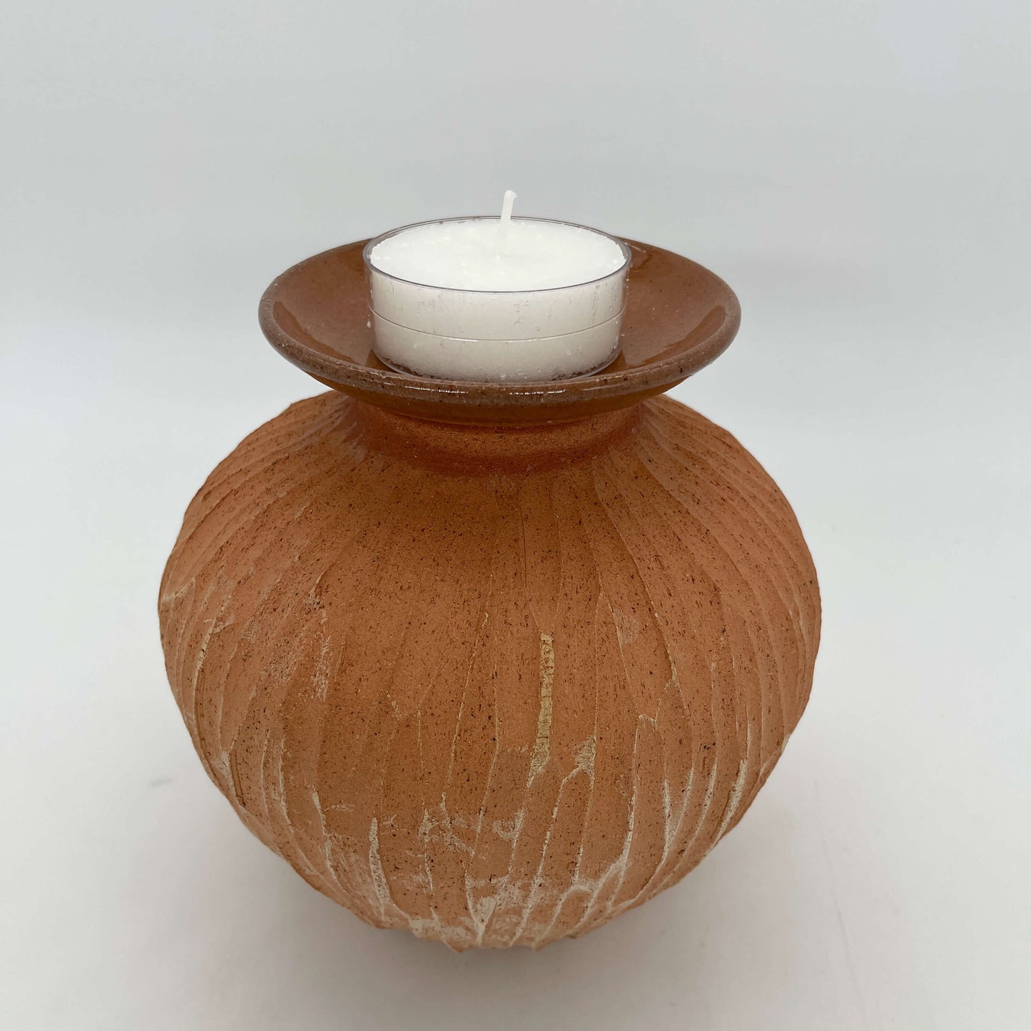 Lola Candle Holder & Trinket Dish - Drift Texture - Mottled Terracotta