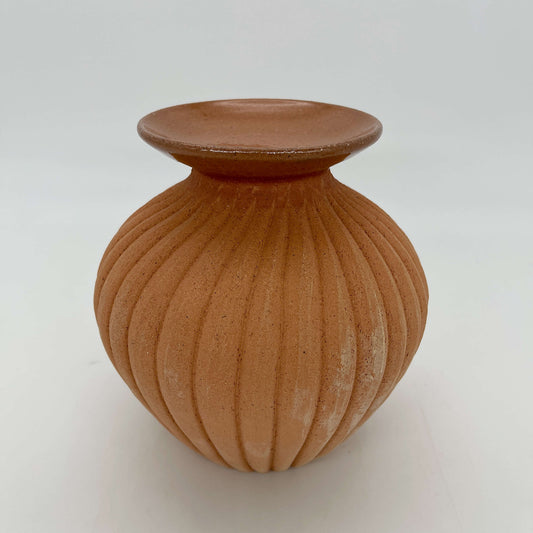 Lola Candle Holder & Trinket Dish - Fluted Texture - Mottled Terracotta