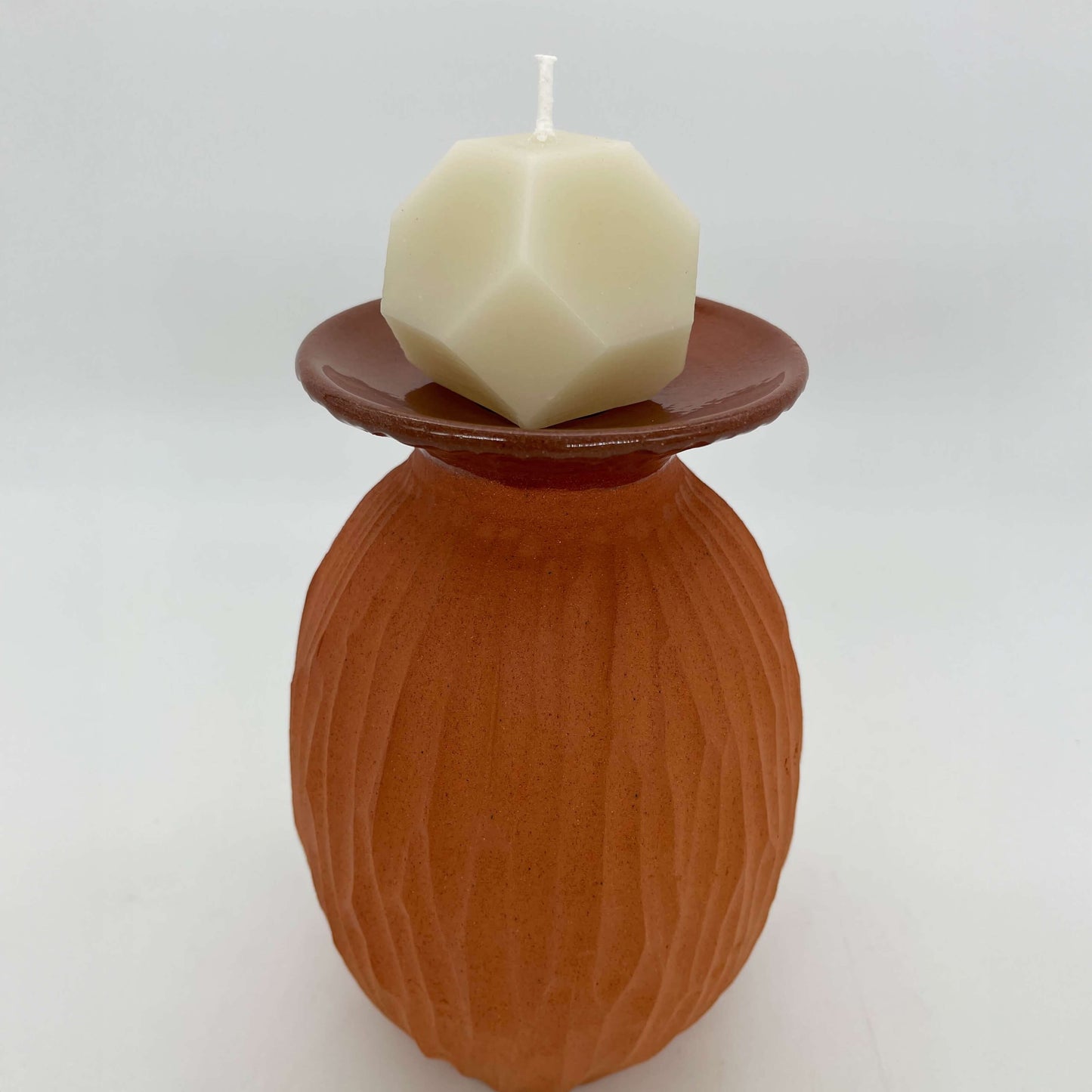 Lulu Candle Holder & Trinket Dish - Drift Texture - Terracotta