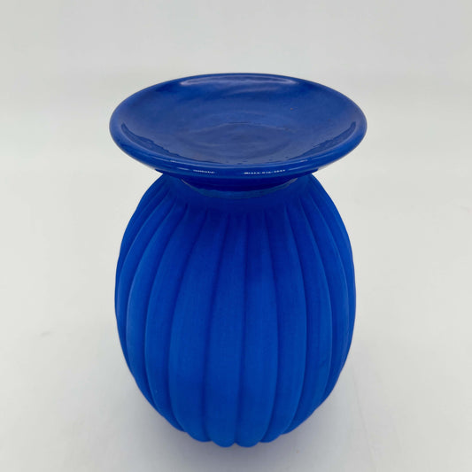 Lulu Candle Holder & Trinket Dish - Fluted Texture - Blue