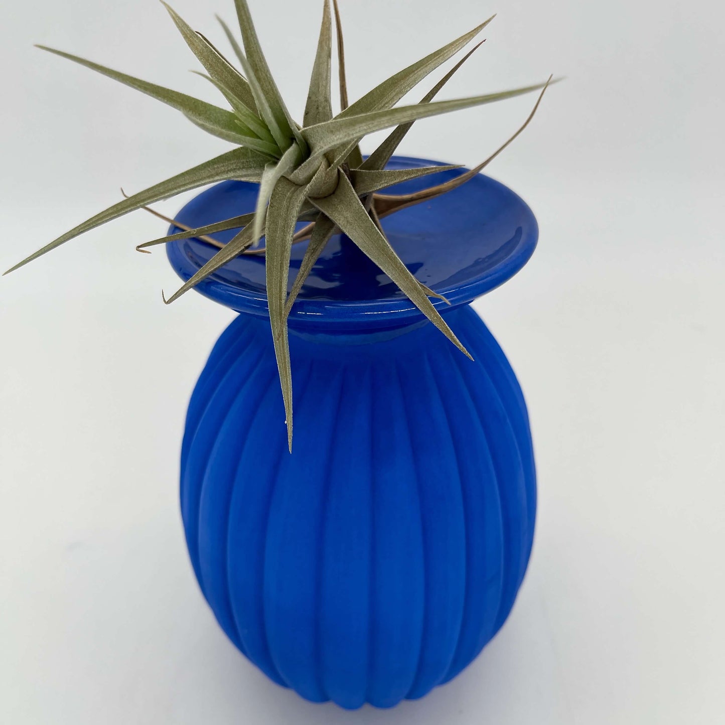 Lulu Candle Holder & Trinket Dish - Fluted Texture - Blue