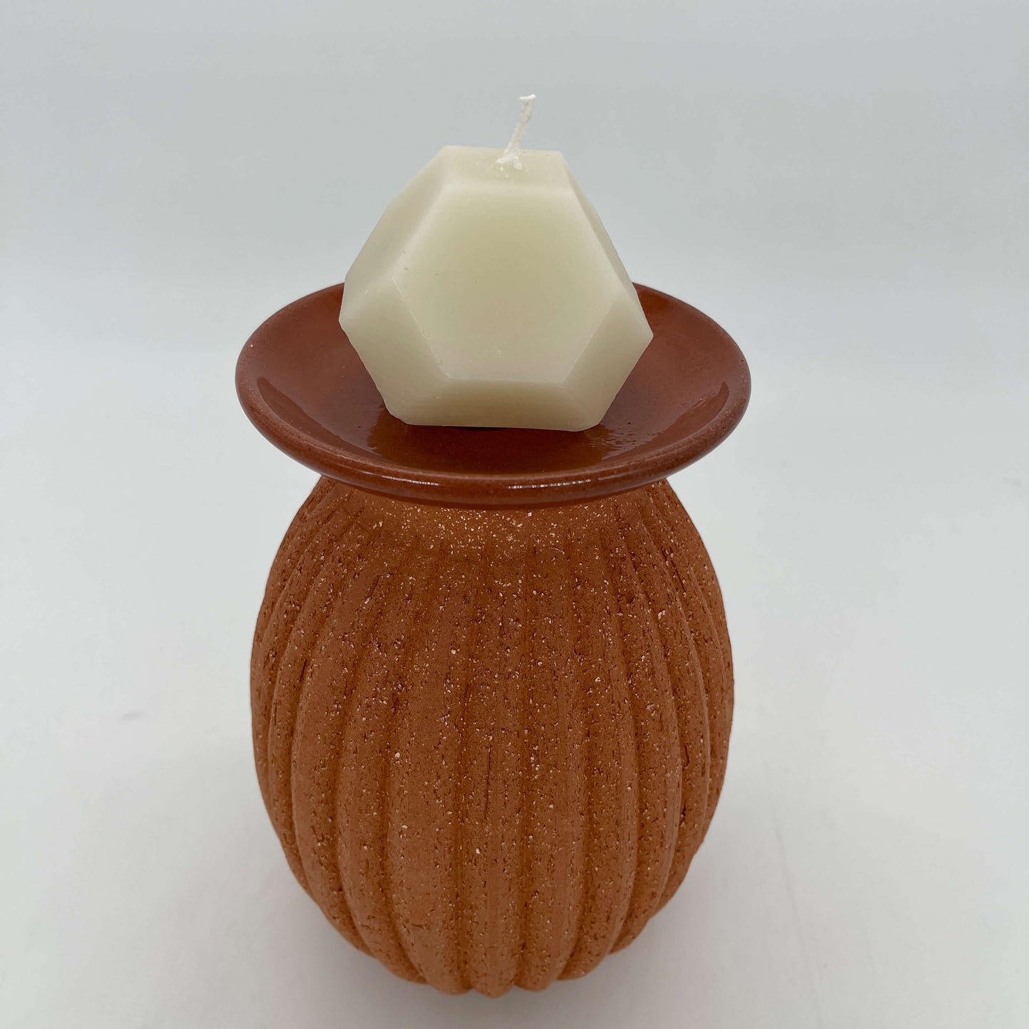 Lulu Candle Holder & Trinket Dish - Fluted Texture - Terracotta