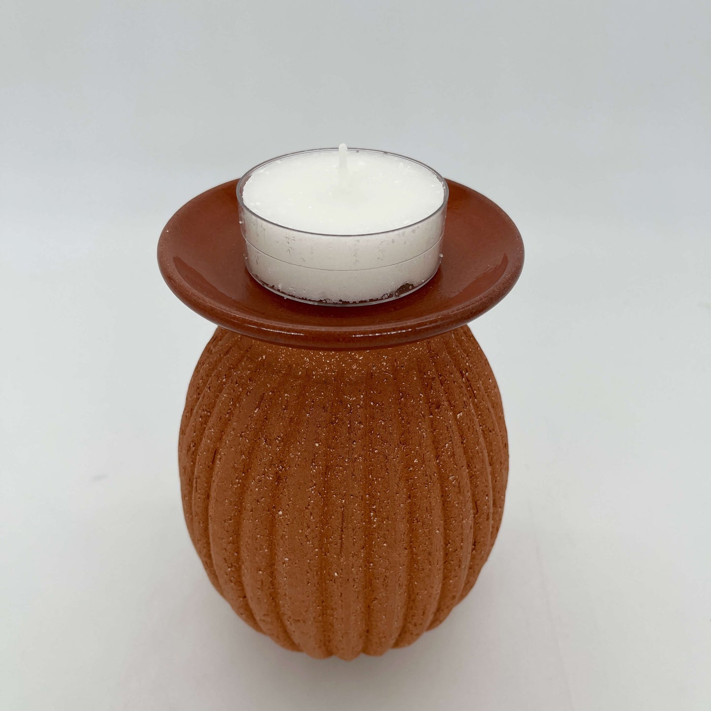 Lulu Candle Holder & Trinket Dish - Fluted Texture - Terracotta