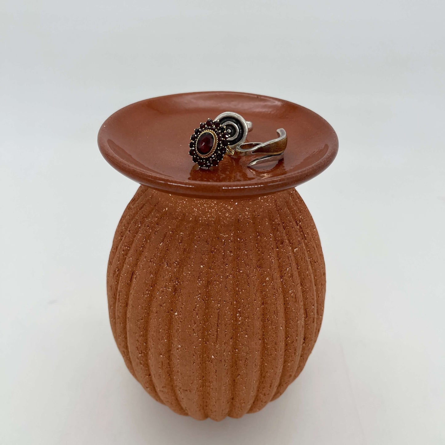 Lulu Candle Holder & Trinket Dish - Fluted Texture - Terracotta
