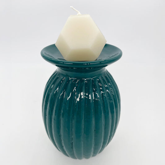 Lulu Candle Holder & Trinket Dish - Fluted Texture - Emerald