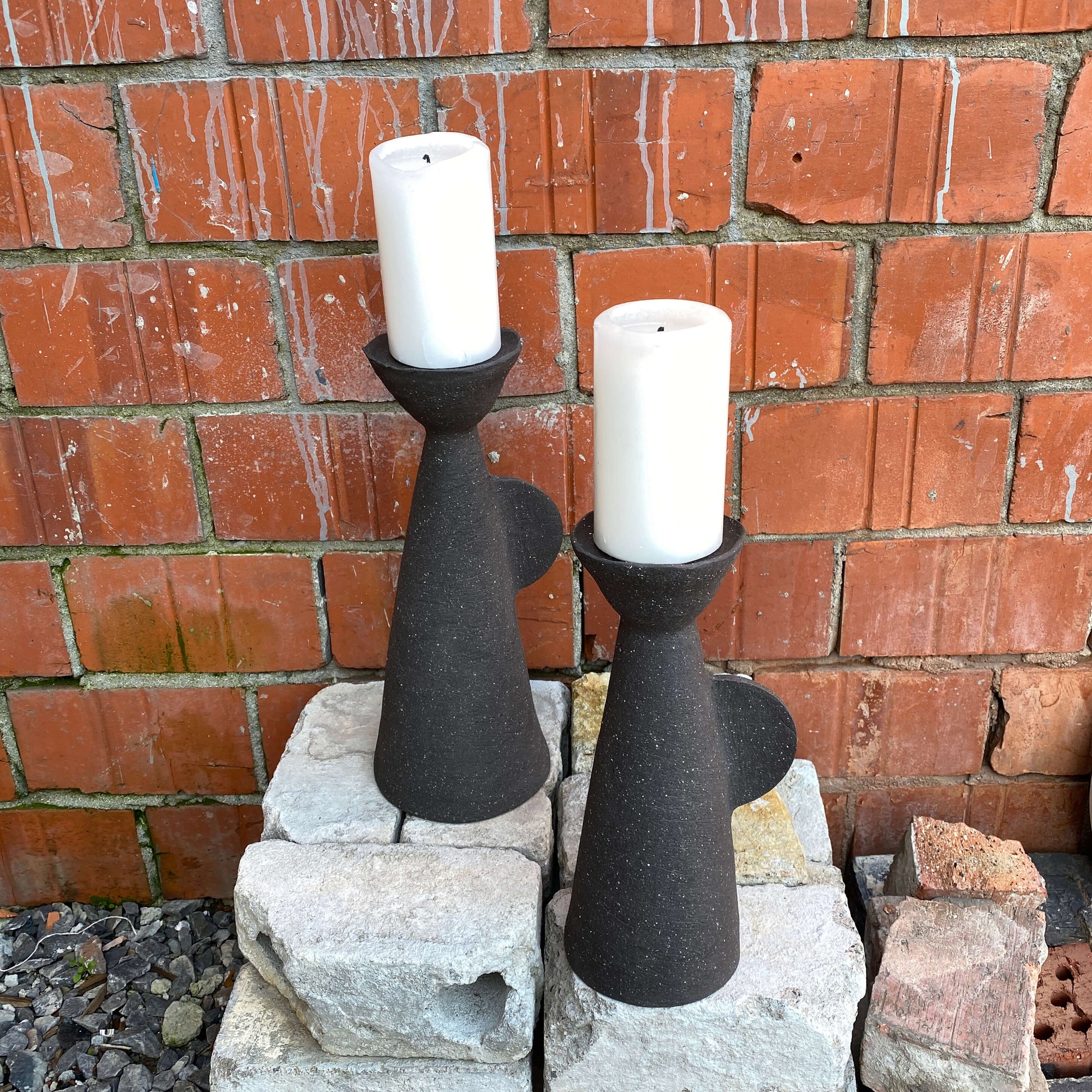 Black ceramic candle holders