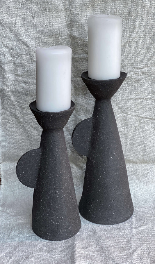 Black ceramic candle holders