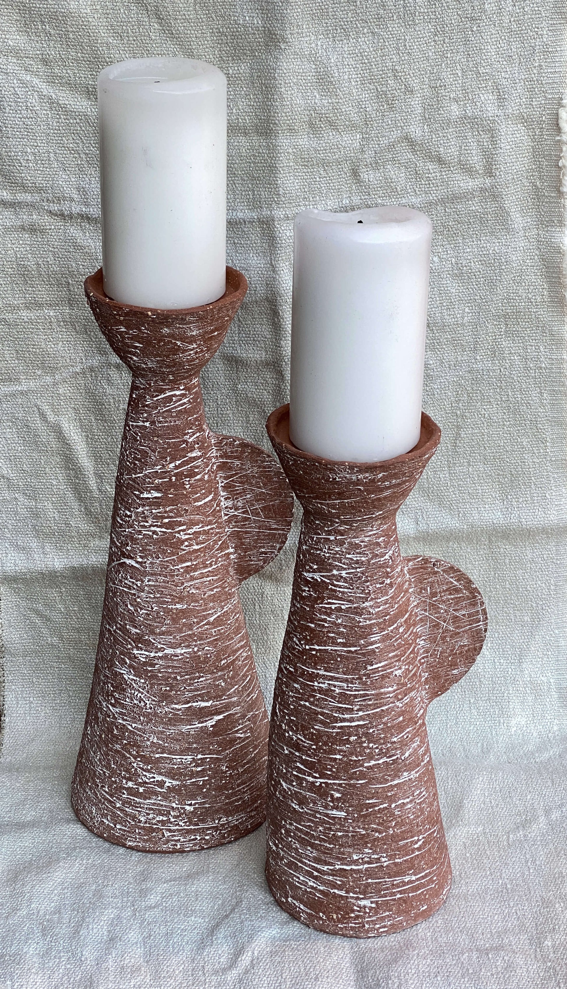 Terracotta ceramic candle holders