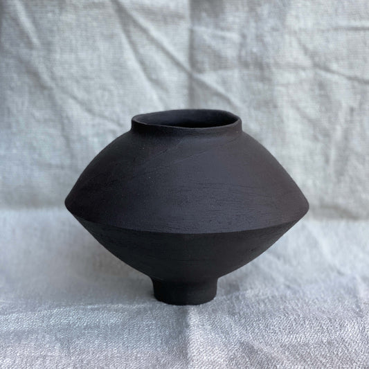 Small black ceramic decor vessel