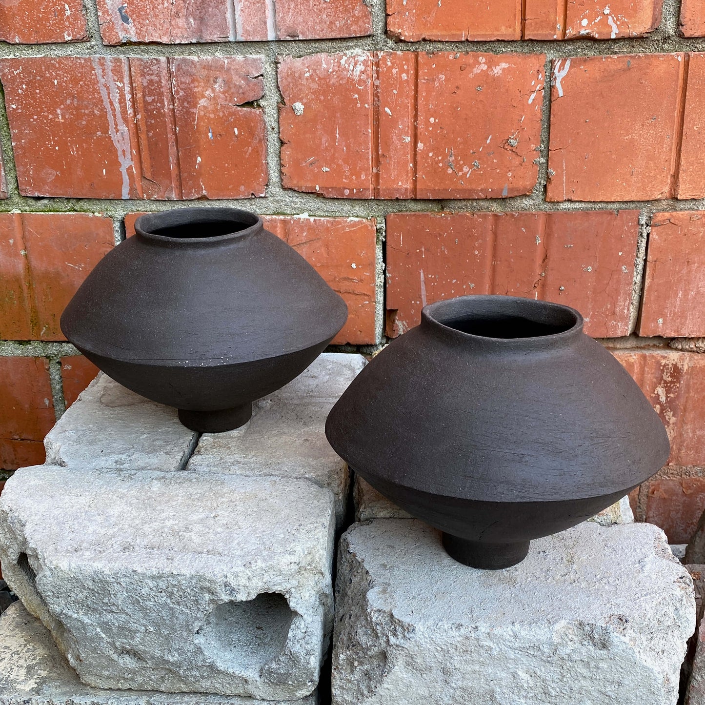 Small black ceramic decor vessel