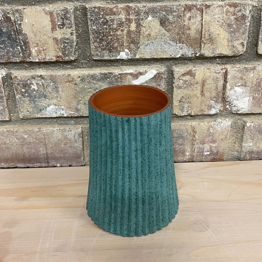 Fluted Vase - Speckled Green