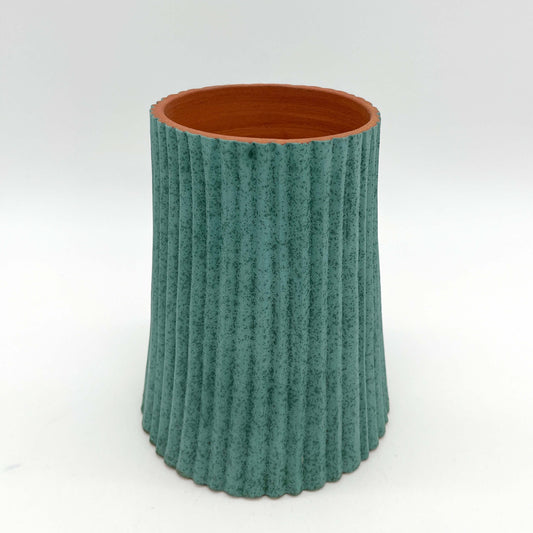 Fluted Vase - Speckled Green