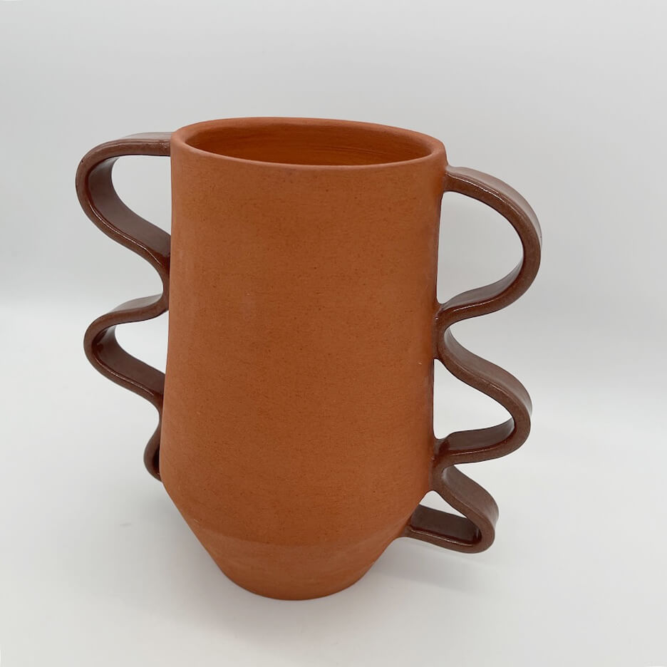 Tapered Terracotta Vessel with Curls (narrow)