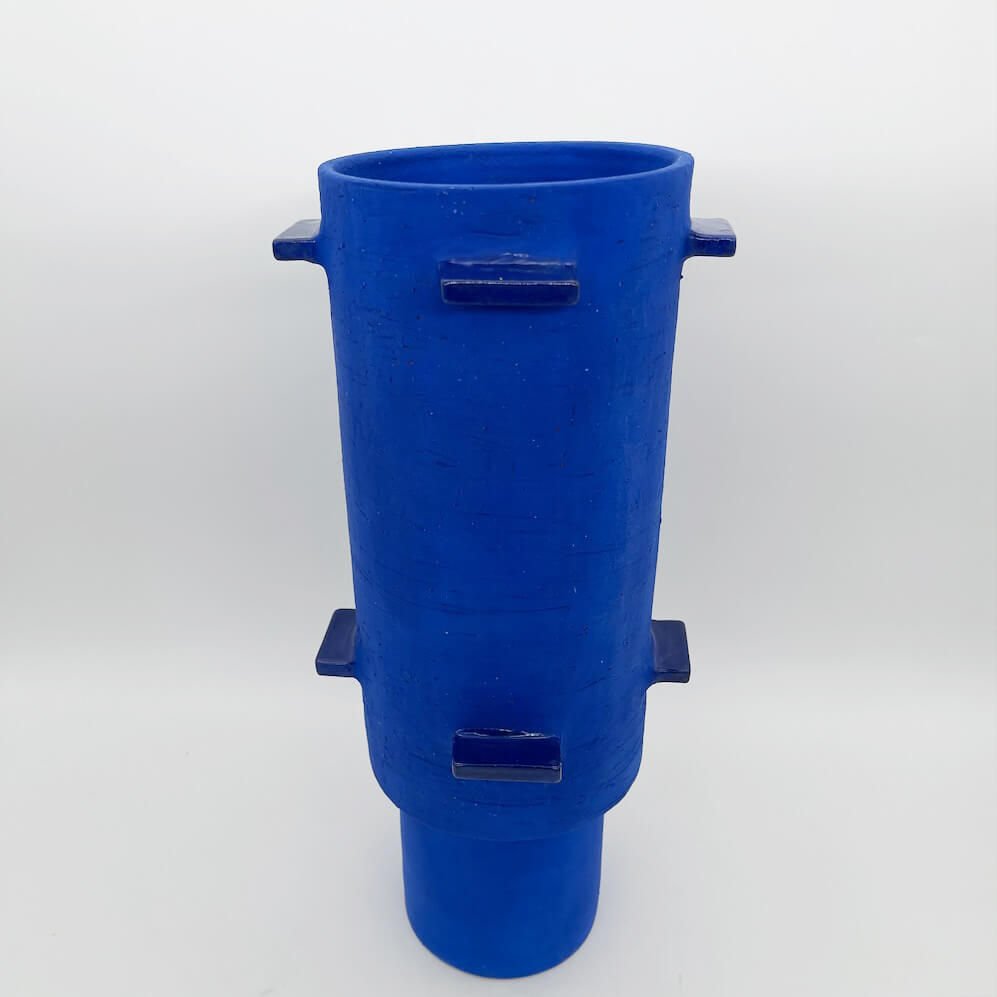 Blue Cylinder Vessel with Wings Textured