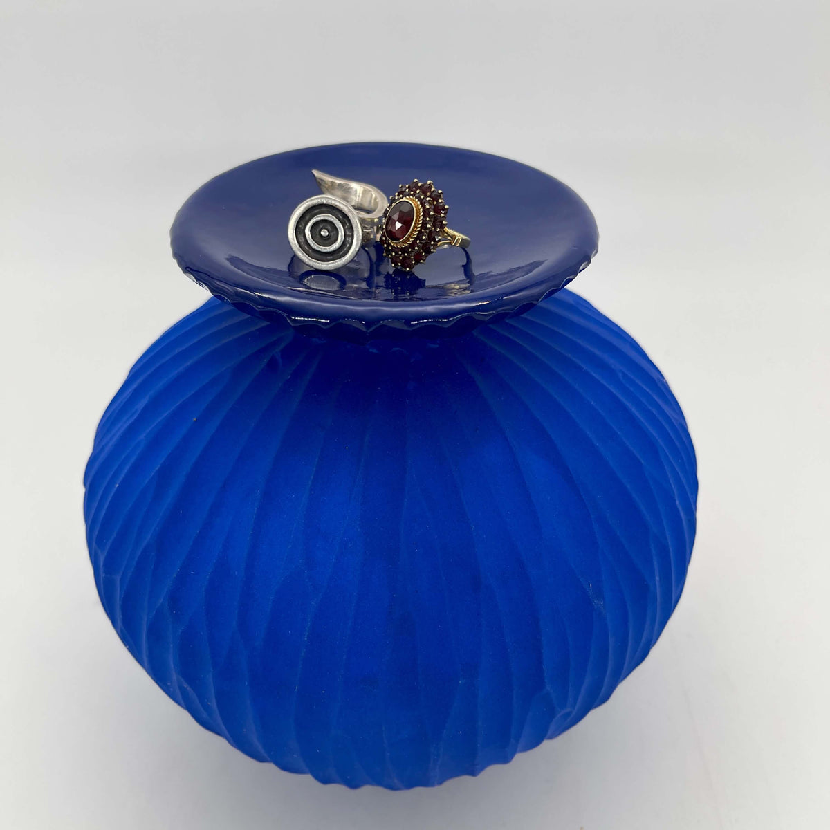 Lola Candle Holder & Trinket Dish - Drift Texture - Blue