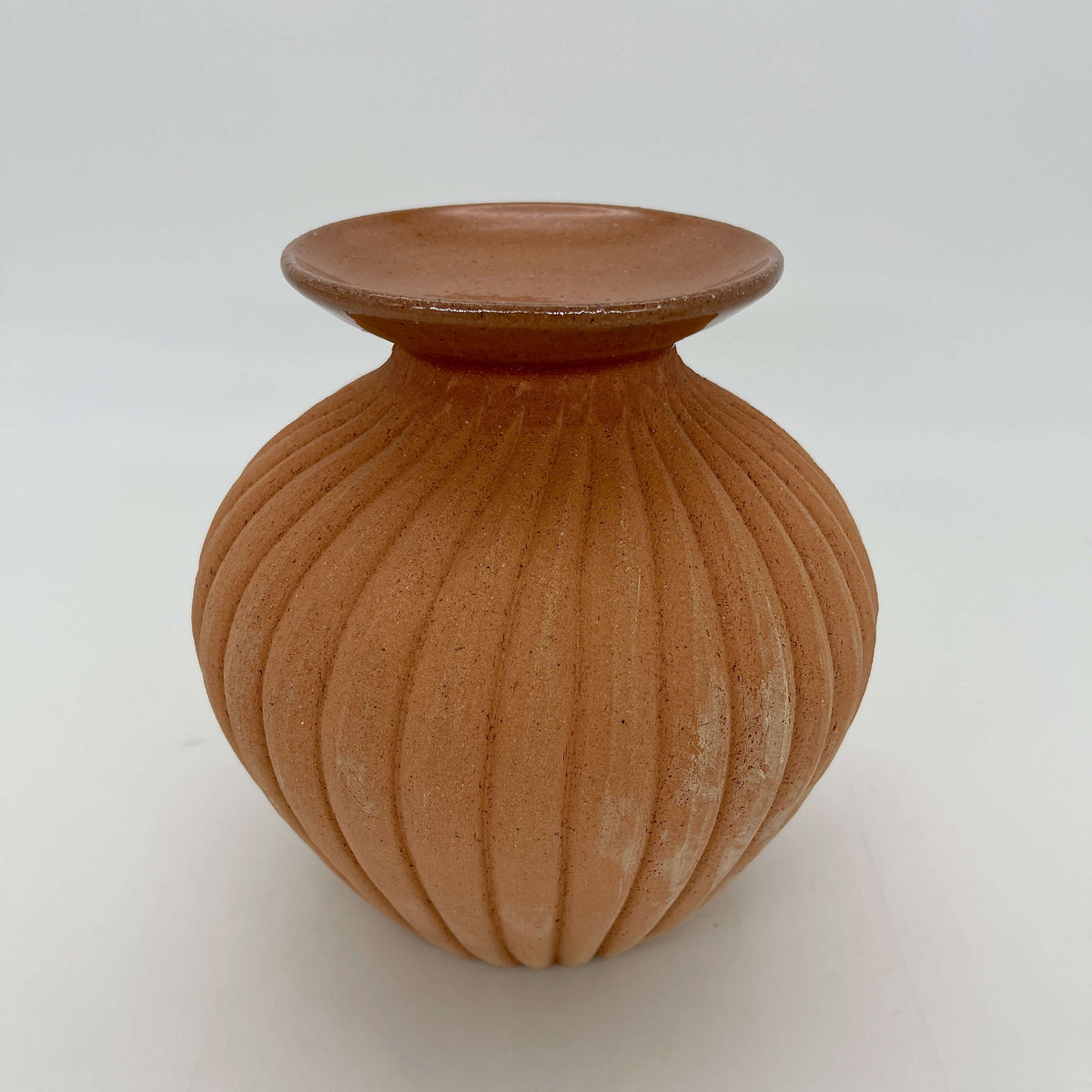 Lola Candle Holder & Trinket Dish - Fluted Texture - Mottled Terracotta