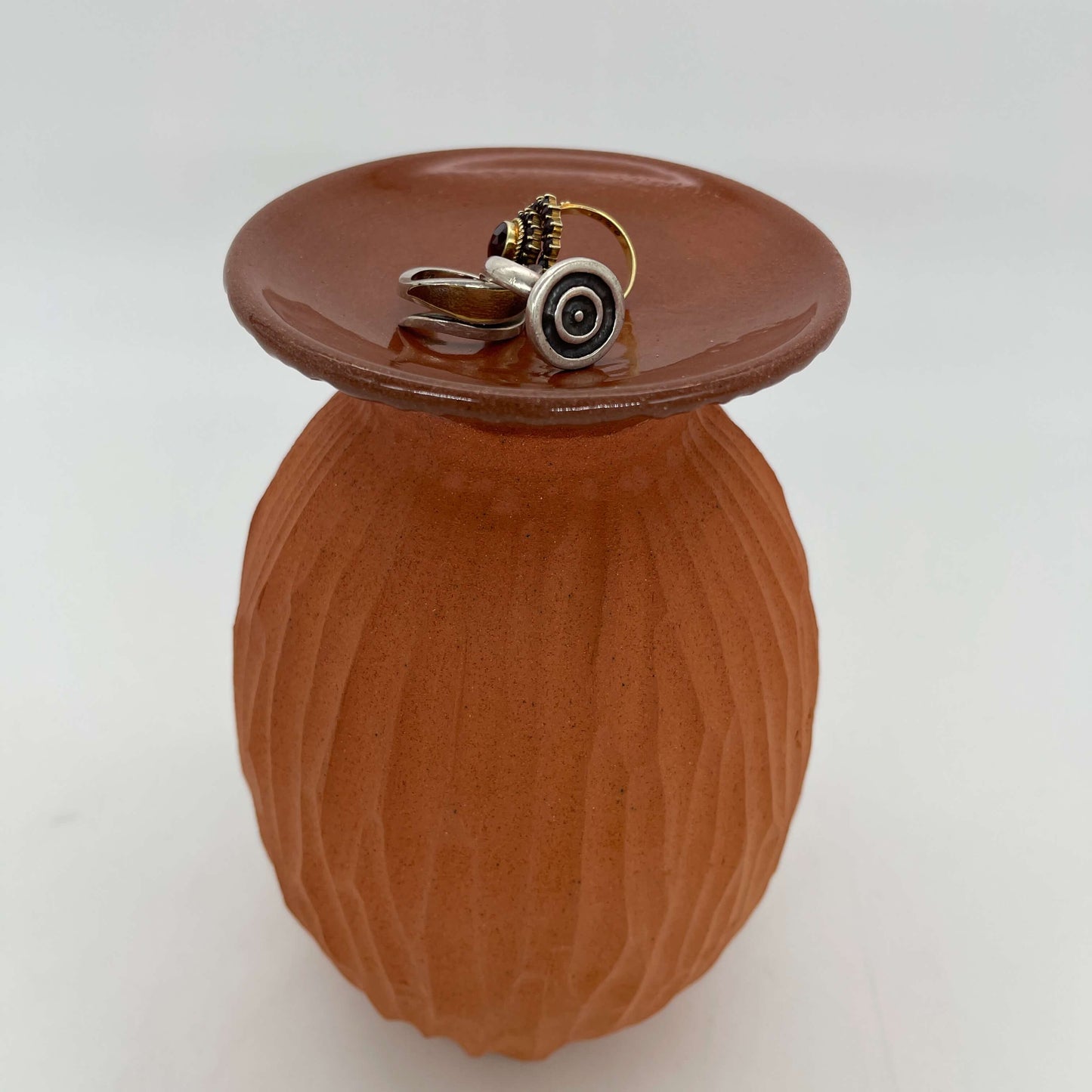 Lulu Candle Holder & Trinket Dish - Drift Texture - Terracotta