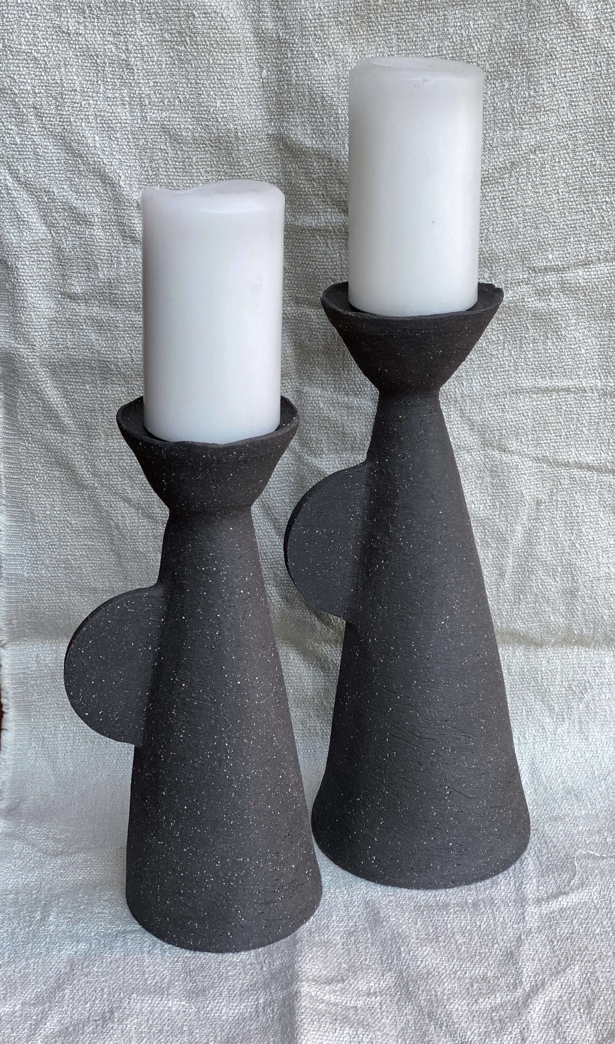Black ceramic candle holders
