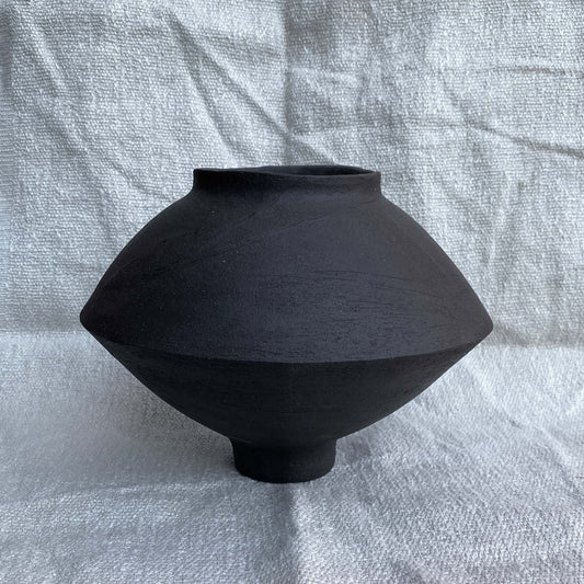 Small black ceramic decor vessel